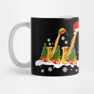 Saxophone Music Lover Xmas Lights Santa Saxophone Christmas Mug